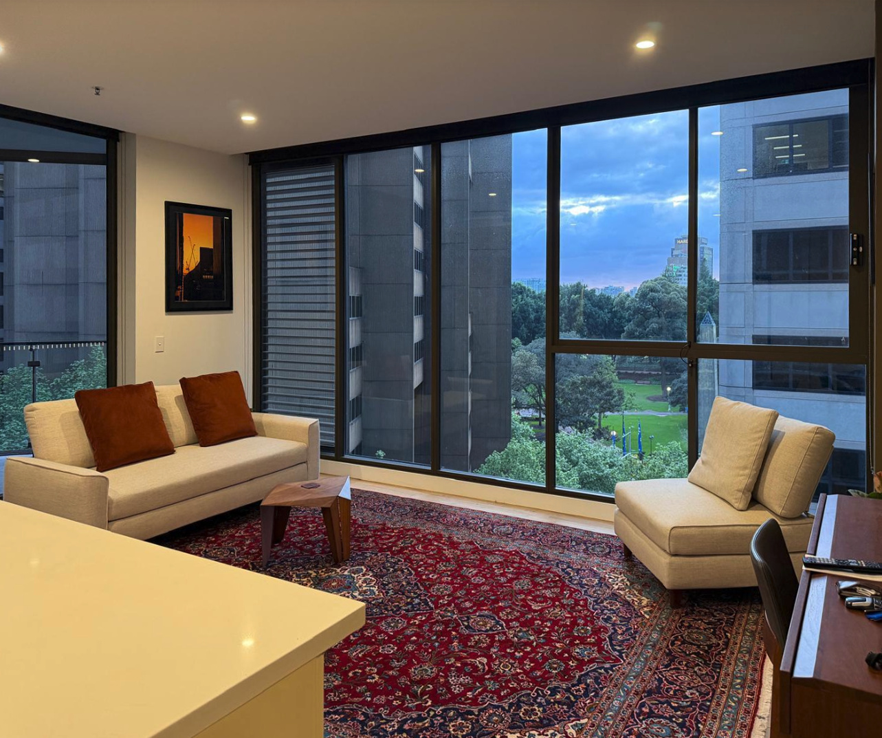 Living room looking out to Hyde Park
